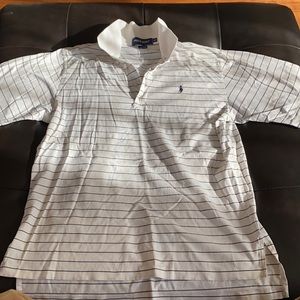 Polo Golf White/Navy Blue Striped Polo